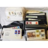 A box containing a large collection of loose and sleeve mounted FDCs - sold with various stock