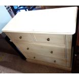 A 94cm modern painted pine chest of two short and two deep long drawers, set on plinth base