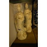 Two Chinese blanc de chine figures of Immortals - some damage