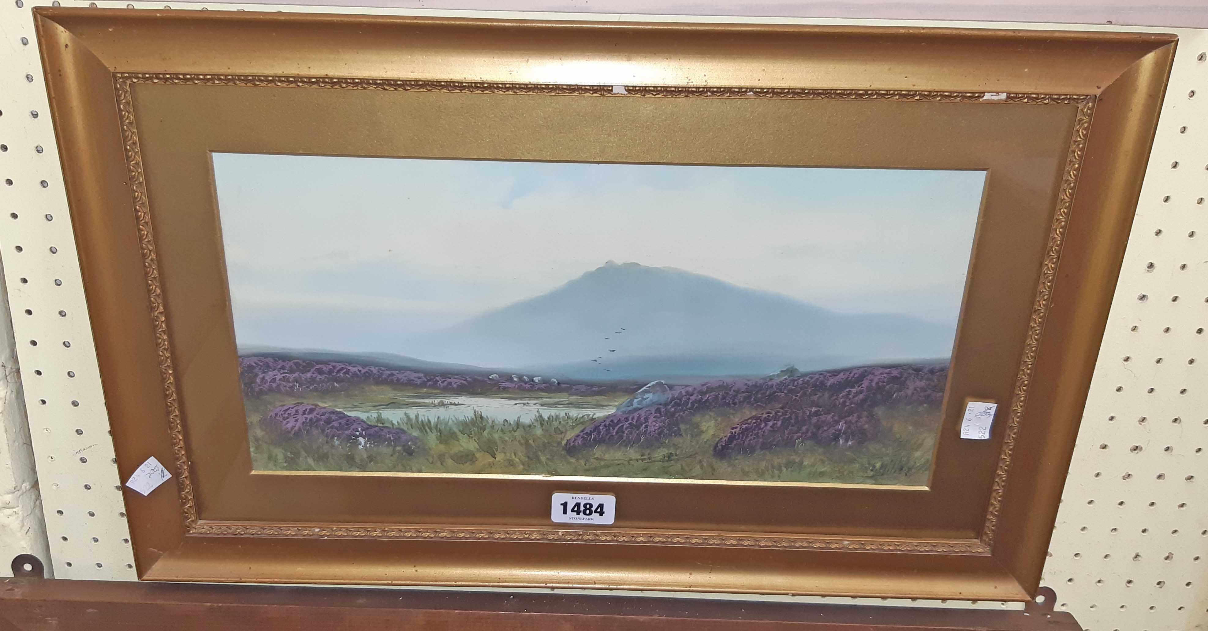 D. Miller: a gilt framed and slipped gouache, depicting a Dartmoor landscape with pool and heather