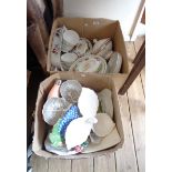 Two boxes containing domestic oven to table ware and other serving dishes including Royal