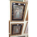 A pair of gilt framed 19th Century coloured stipple engravings within vere eglomise borders, both