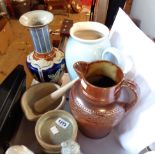 A selection of ceramic items including four Leach pottery St Ives, standard ware dishes, stoneware