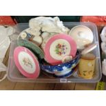 A crate containing assorted ceramics including Canton plate, Doulton bowl, etc. - various condition