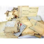 A collection of antique folded indentures on vellum, etc.