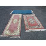 Three modern washed wool rugs, the largest (blue ground) - 1.9m X 92cm