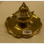A 19th Century French brass inkwell in the Chinese style marked to the base Marquet Rue de la Paux