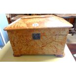 A 45cm modern decorative painted wood casket, set on moulded feet - handles missing