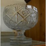 A 20th Century heavy cut crystal glass pedestal bowl