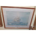 Eric Erskine Campbell Tufnell: a framed watercolour, depicting a study of the clipper ship Thomas