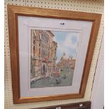 †David Ward: a gilt framed watercolour, depicting a view of the Grand Canal, Venice - signed and