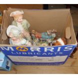 A box of ceramics including figurines, etc.