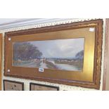 John White RI: an ornate gilt framed and slipped watercolour entitled Showery Weather on Bude Canal,