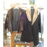 A vintage fur jacket and an Astrakhan coat with fur collar