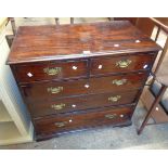 A 91cm late Georgian mahogany chest of two short and three long graduated drawers, set on reduced