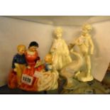 A Royal Doulton figure Bedtime Story H.N. 2059 - sold with two Royal Worcester blank figurines and a
