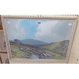 R.D. Sherrin: a framed gouache, depicting an extensive Dartmoor view with pool and rocks in