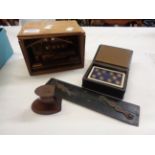 A small selection of collectable items including boxed Black Forest wooden house, ebony parallel