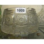 A heavy cut glass Warsaw crystal large table ashtray