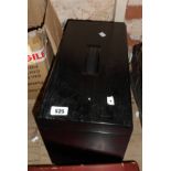 A black filing box with key