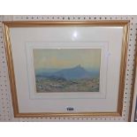 Reubens Southey: a gilt framed gouache painting, depicting St. Michaels church Brent Tor, Dartmoor -