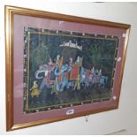 A 20th Century late Mogul painting, depicting processional elephants, figures and horses