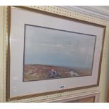 R.D. Sherrin: a gilt framed gouache entitled A Misty Morning (Dartmoor) - signed - 30cm X 49cm