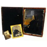 A late Victorian leather cased colour tinted photographic portrait plate of a seated woman - sold