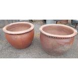 A pair of large salt glazed stoneware garden pots
