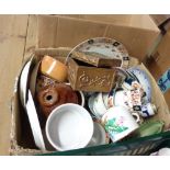 A box containing assorted ceramics including teaware, etc.
