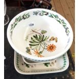 A Port Meirion Botanic Garden pottery comprising mixing bowl and two flan dishes