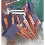 Five director's style folding chairs - various condition