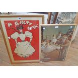 A selection of framed artist poster prints including Degas and Marc Chagal, A Gaiety Girl by