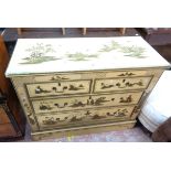 A 1.07m 20th Century chinoiserie chest of two short and long graduated drawers with all over gilt