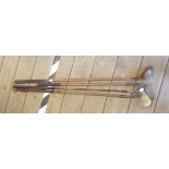 Four old hickory shaft golf clubs