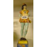 An Italian courtesan majolica figure - with factory mark and signature to base - a/f