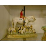 A Kathleen Wheeler studio pottery fox hunting group