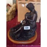 A bronze effect resin model of classical lovers