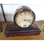 A 19th Century burr walnut cased drum and scroll desk timepiece with dial marked for Pearce,