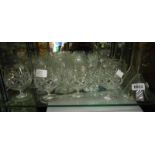 Assorted glassware comprising brandy balloons, set of 19th Century Rhythen funnels