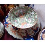 Two Imari Japanese plates - sold with a 20th Century Chinese familie rose bowl