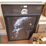 Two monochrome photographic poster prints, one depicting David Bowie, the other John Lennon '