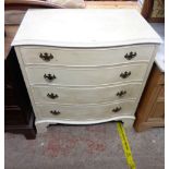 An 81cm Reprodux serpentine front chest of four long graduated drawers with later painted finish,