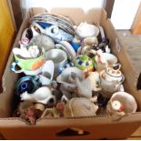 A box containing a quantity of assorted ceramics including Bing & Grondahl kitten figurine,