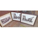Five polished wood framed Francis Frith local view photographic reprints