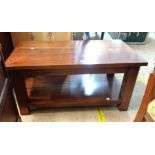 A 95cm modern far eastern stained wood two tier coffee table by Ancient Mariner