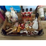 A quantity of festive collectables, reproduction painted wood soldier group and Windy Miller, etc.