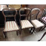 Three matching 19th Century mahogany framed balloon back dining chairs - a/f