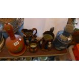 A small selection of ceramics, including Westerwald stoneware jug, Torquay pottery bottle vase and