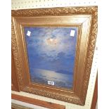 Joseph Cross: a gilt framed watercolour entitled Moonlight Over the Water Morecombe Bay on paper